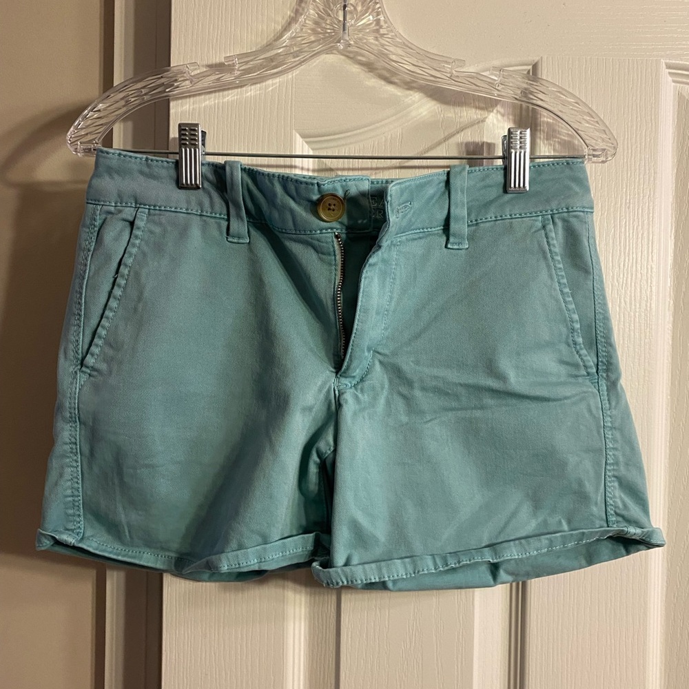 Shorts. Never worn. Light teal